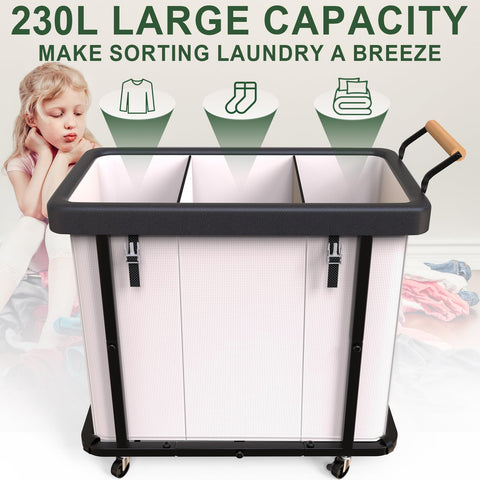 kunlabori rolling laundry basket with wheels and metal frame for easy transport