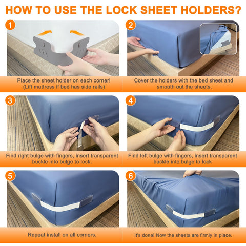 KUODIEOR set of 4 holds every corner securely on large beds