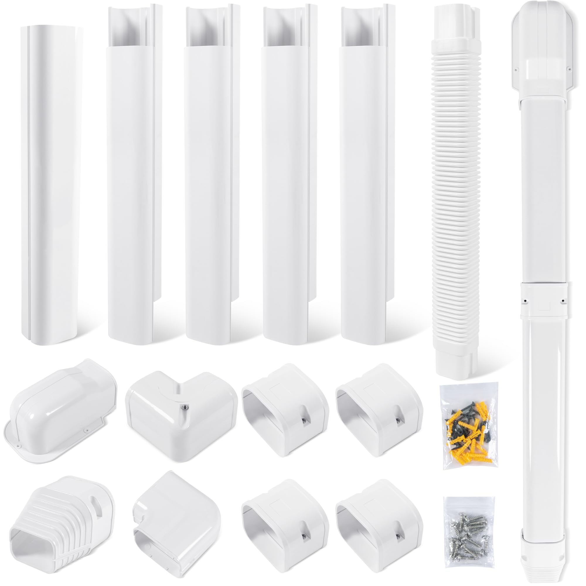 KuriProtect line-set cover kit close-up, displaying durable PVC for weather-resistant outdoor use.
