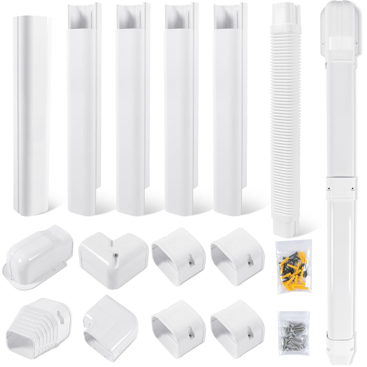 KuriProtect line-set cover kit close-up, displaying durable PVC for weather-resistant outdoor use.