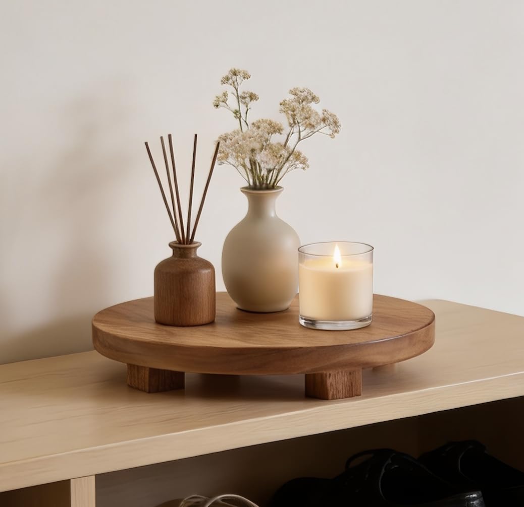 Kurrajong Farmhouse acacia wood pedestal for stylish storage and staging.