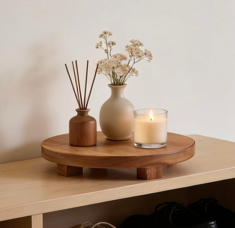 Kurrajong Farmhouse acacia wood pedestal for stylish storage and staging.