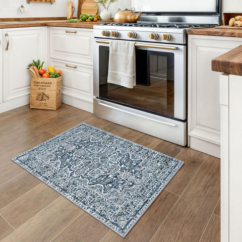 KUTA Entryway Rug's low pile avoids snagging while doors open smoothly