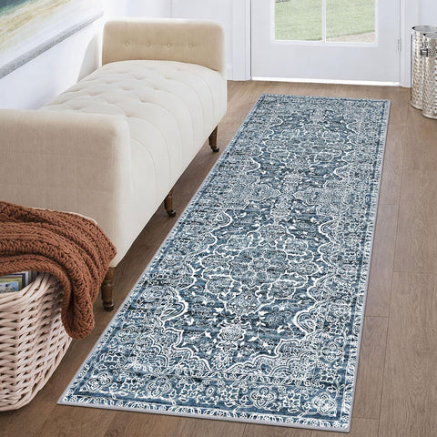 KUTA vintage runner blue-white floral closeup showing soft texture for foot comfort