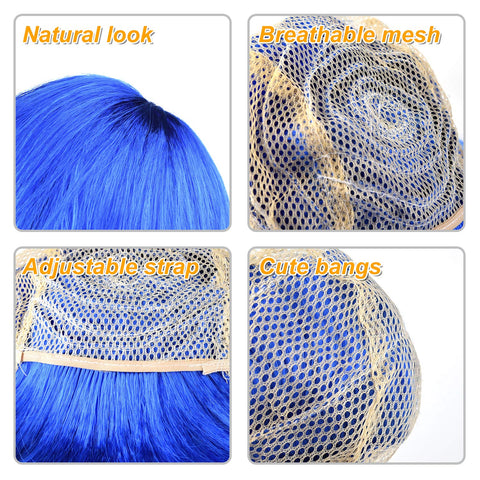 KUUQA neon yellow short bob wig for high-energy party vibes.