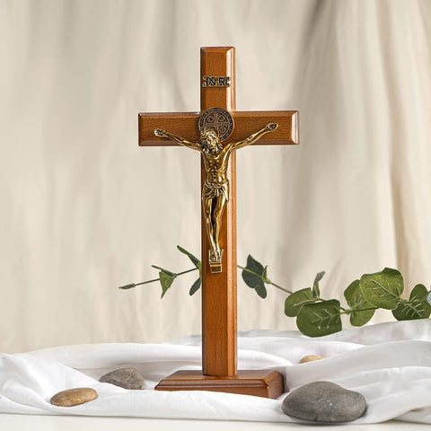 KUXBET cross tabletop display brings subtle reverence to dining or living areas.