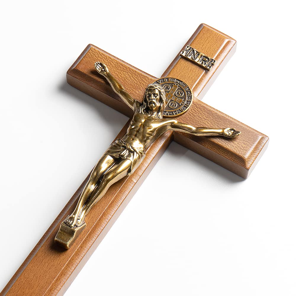 KUXBET cross wall decor in wood adds classic spiritual focal point.