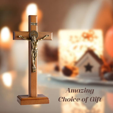 KUXBET crucifix detail highlights varnish finish and natural wood grain.