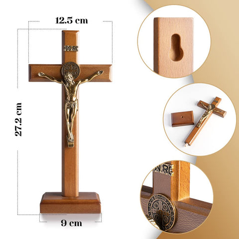 KUXBET wooden cross art with stand showcases craftsmanship and timeless design.