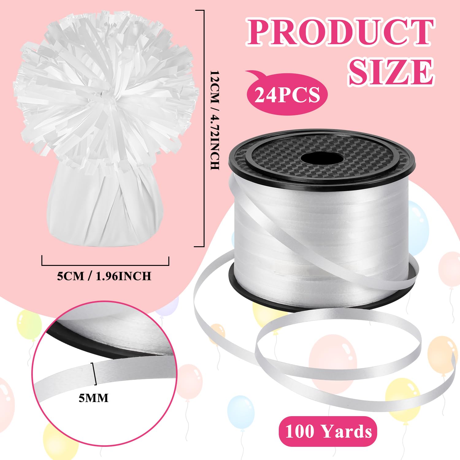 KVCSYAW iridescent ribbon roll adds shimmer to balloon garlands and centerpieces.