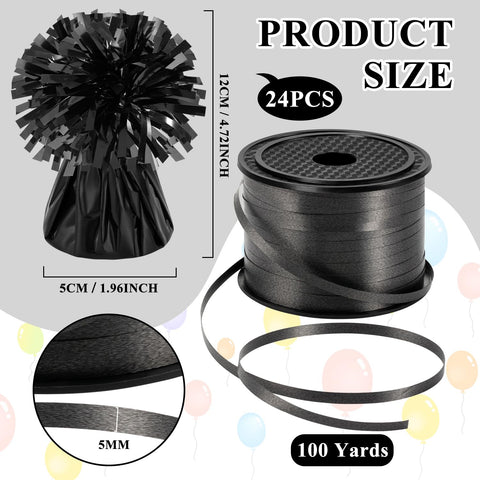 KVCSYAW black crimped ribbon roll for balloon finishing and cohesion