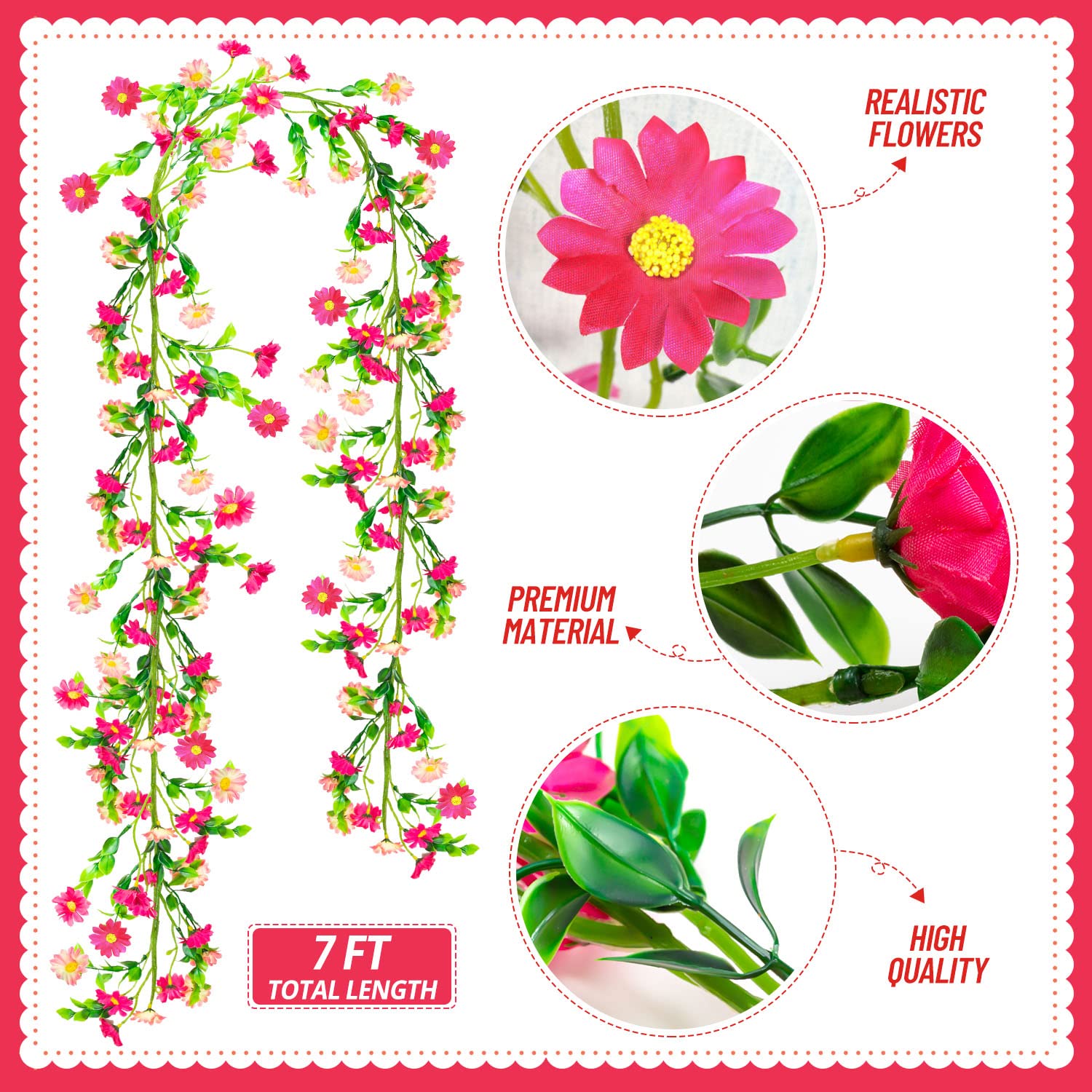 KVCSYAW pink daisy garland provides silky texture for elegant indoor decoration.