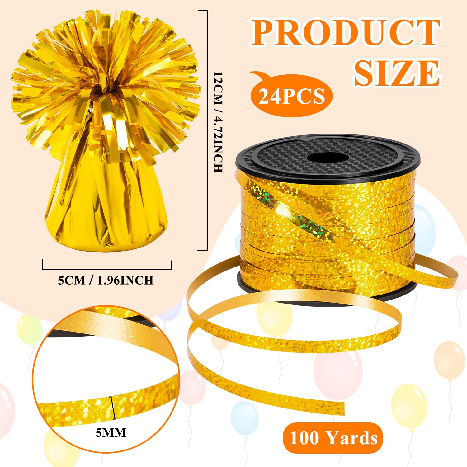 KVCSYAW iridescent ribbon roll adds shimmering touch to balloon decor