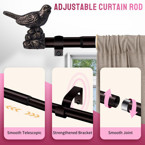KVEEO heavy-duty curtain rod supporting up to 30 pounds.