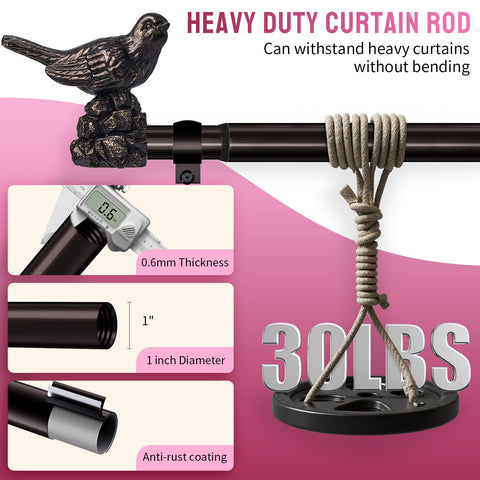 KVEEO 1-inch diameter bronze curtain rod for sturdy support.