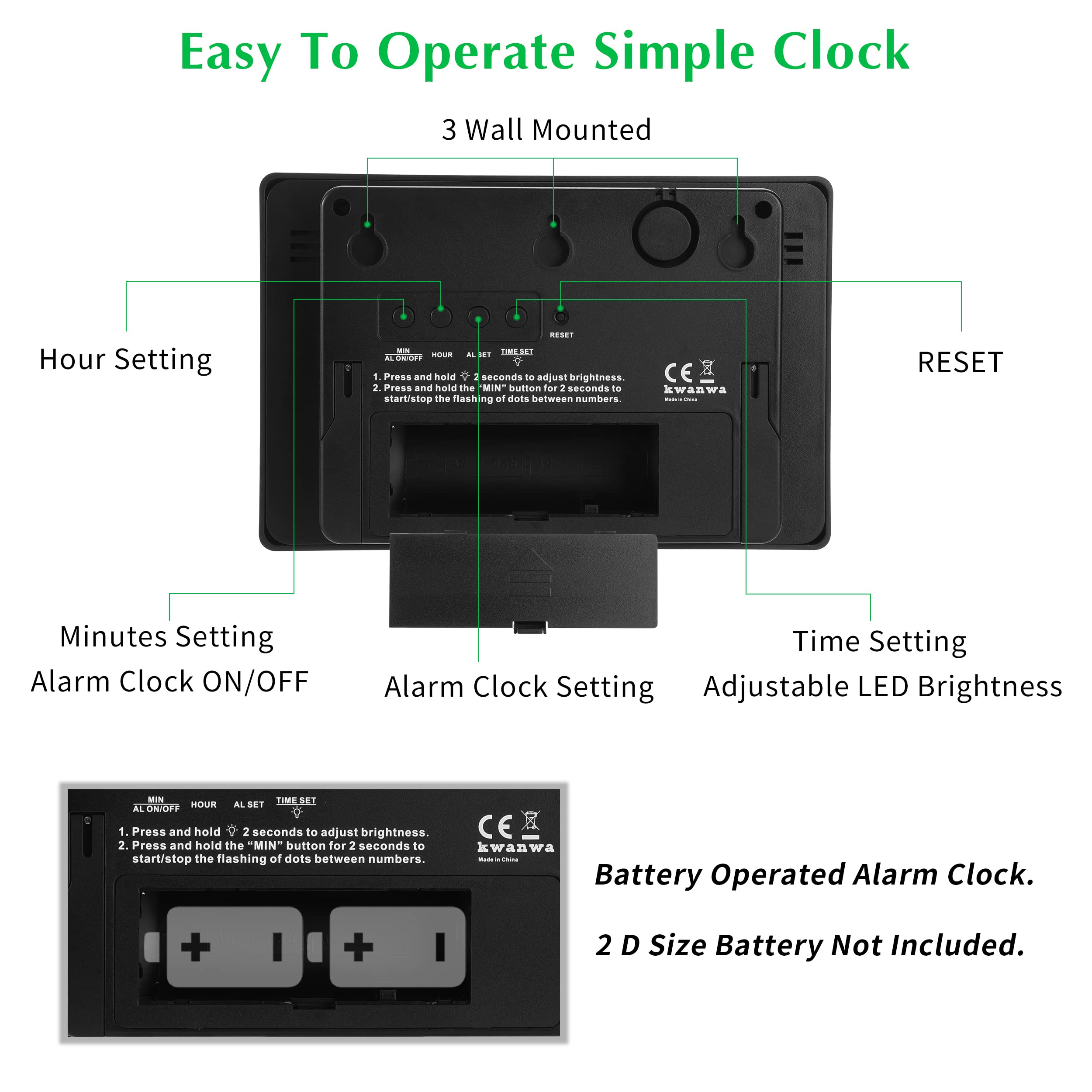 2-in-1 design allows wall mounting or table-top use.