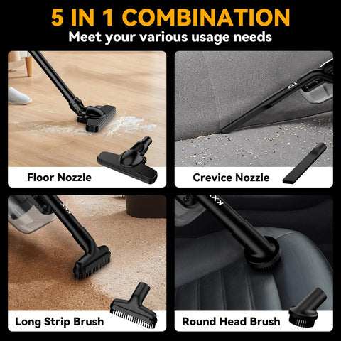 KXX cordless with LED lighting improves detail cleaning in dark corners.