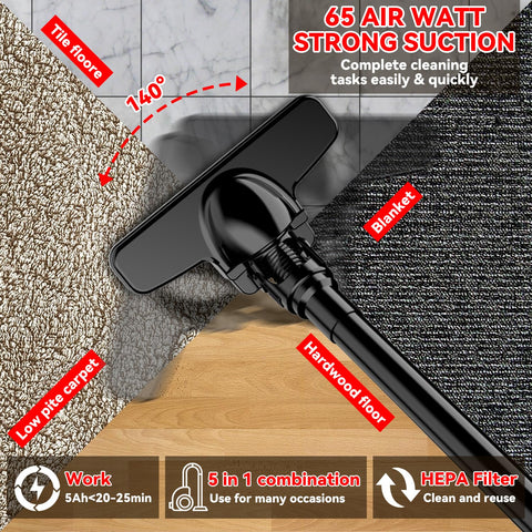 KXX long strip brush attachment cleans edges and upholstery effectively.