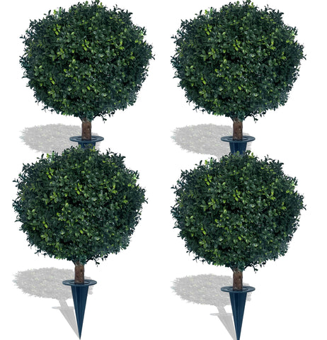 kyesyes artificial boxwood ball bush 27in with spike for easy ground planting