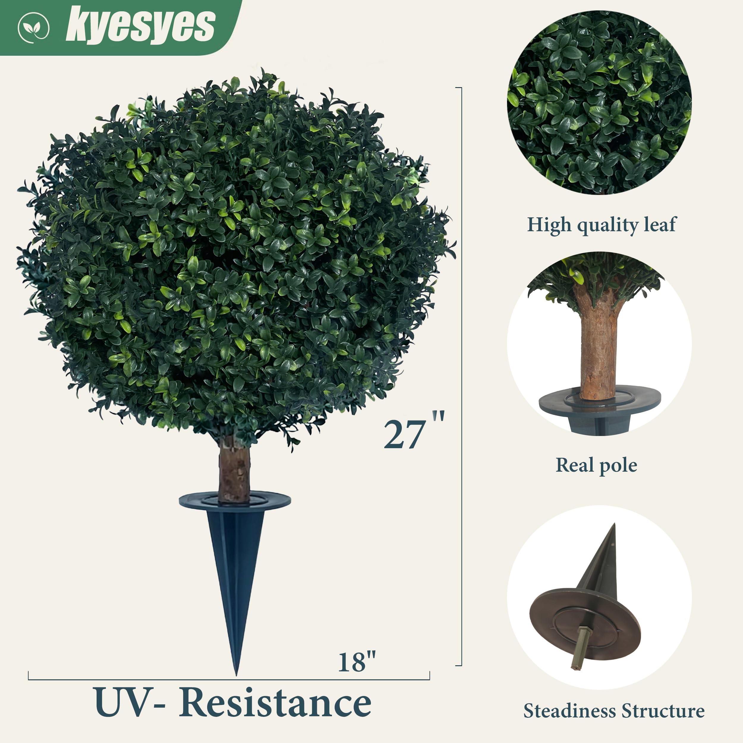 kyesyes boxwood ball bush with 8in spike included for planter prep