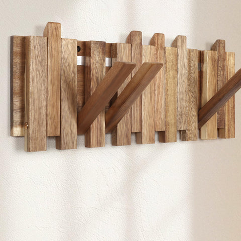 KYIAANY wall coat rack with folding 8 hooks mounted for sturdy entryway organization.