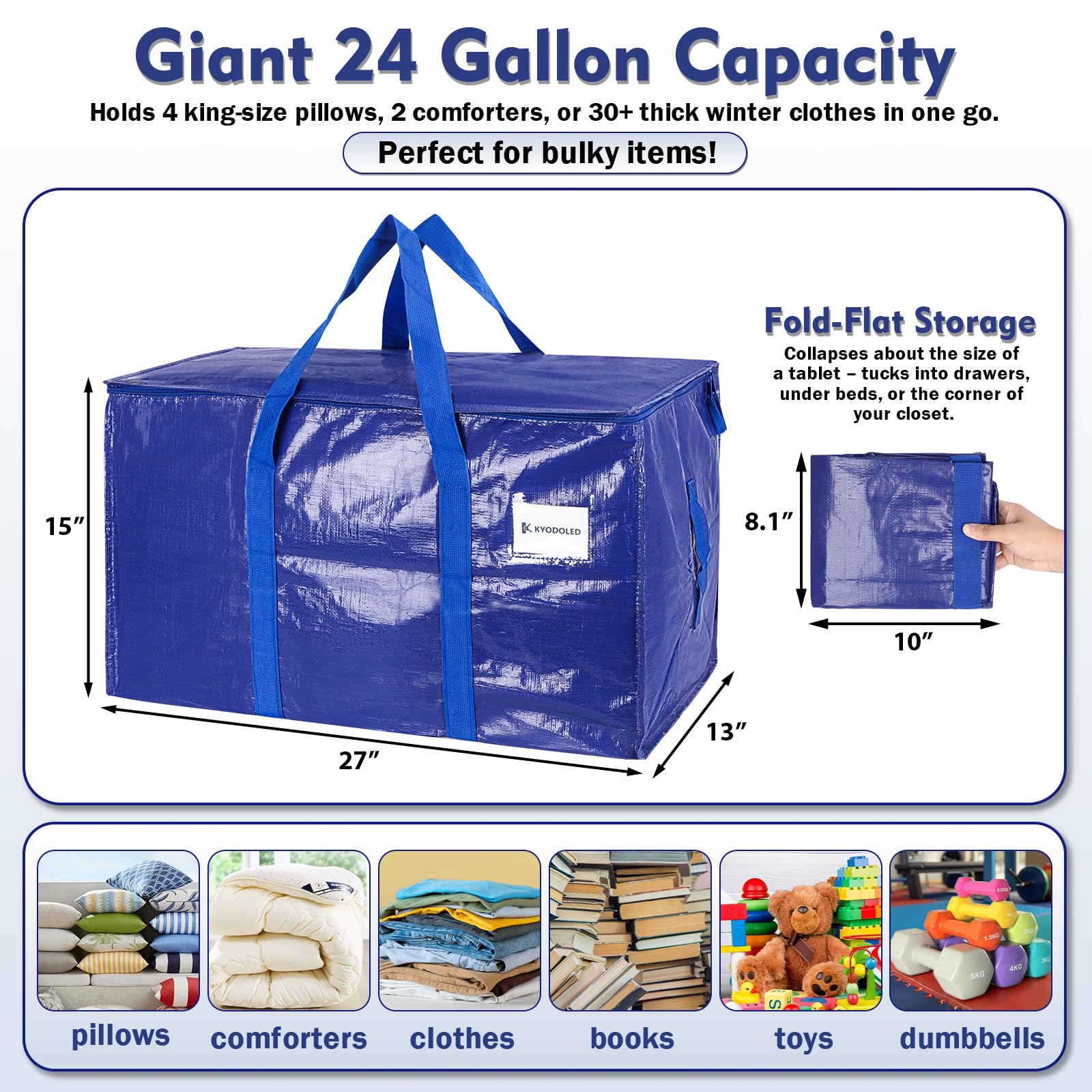 KYODOLED moving bags side view shows reinforced handles and load-bearing design