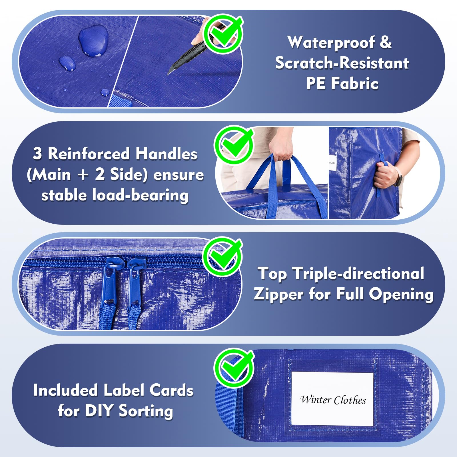 KYODOLED moving bags top opening demonstrates triple-directional zipper for easy packing