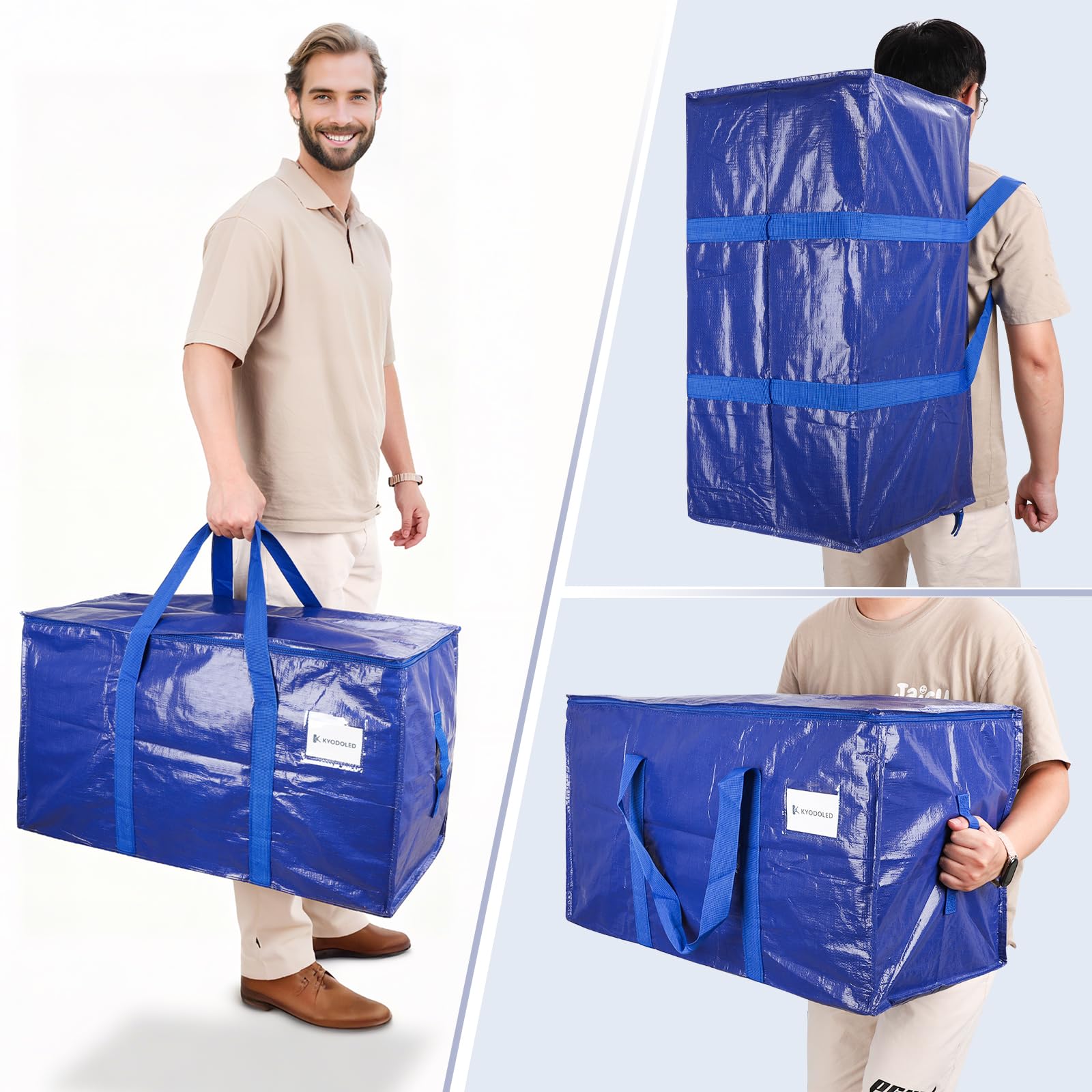KYODOLED moving bags zipper closeup showing durable waterproof fabric