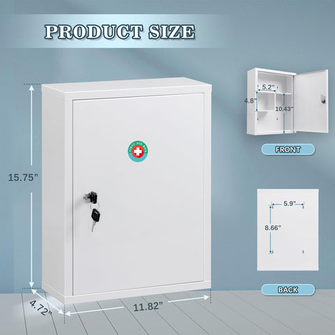 KYODOLED locking cabinet interior with multiple compartments for organized supplies.