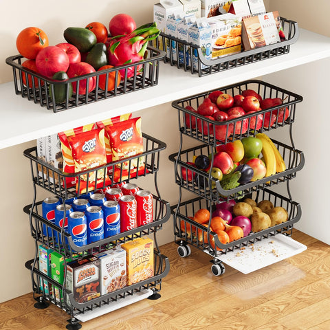 Kzeirm 3 tier rolling pantry cart with wheels shown for easy kitchen organization