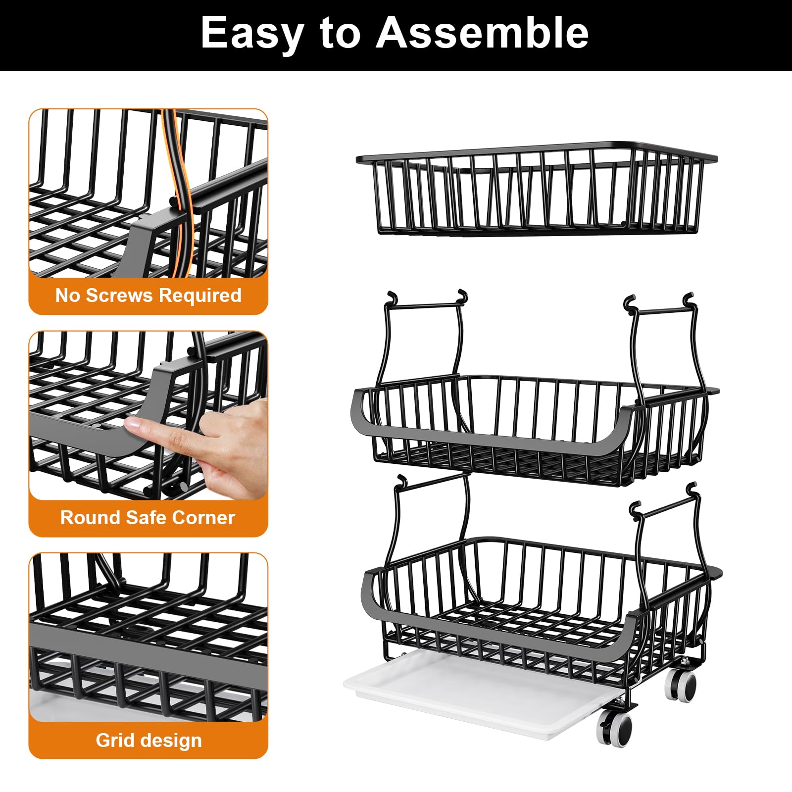 Kzeirm four non slip pads stabilizing the cart on surfaces