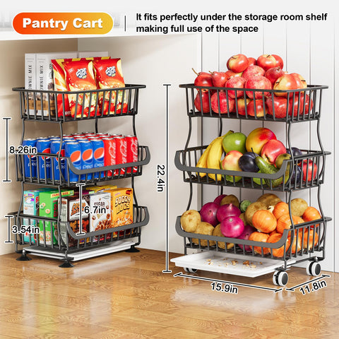 Kzeirm stackable wire fruit basket stand keeping produce neatly accessible