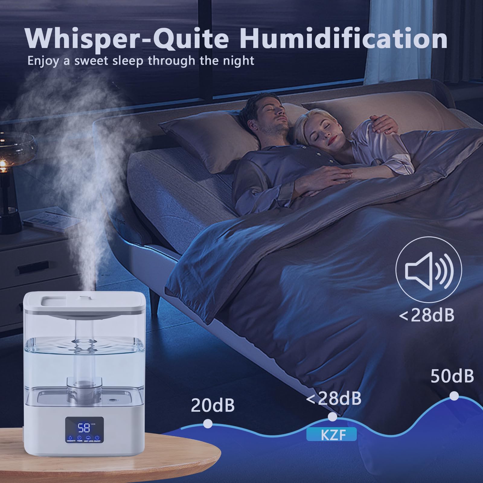 KZF 4L humidifier aromatherapy tray supports essential oils for relaxing ambiance.