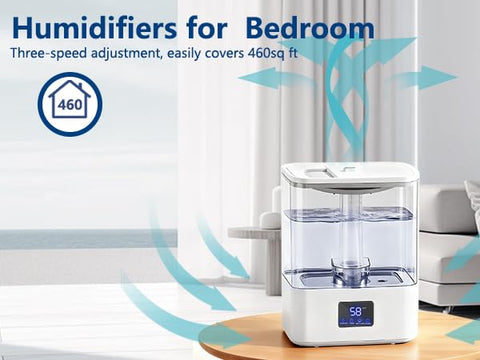KZF 4L humidifier with three mist levels enables customizable comfort.