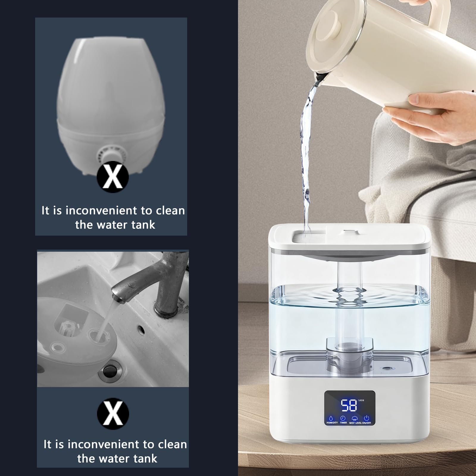 KZF 4L humidifier in silent sleep mode operates quietly for overnight use.