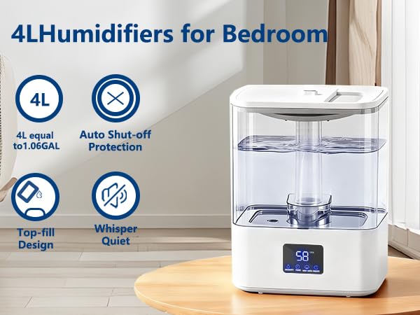 KZF 4L humidifier water tank close up shows easy top fill and mess-free refills.