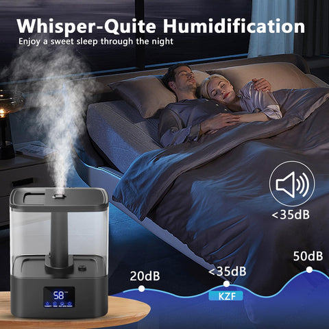 KZF humidifier runs quietly, ideal for bedrooms and nurseries.