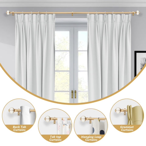 KZJKLIR 1-inch diameter heavy-duty rod supports sturdy curtains.