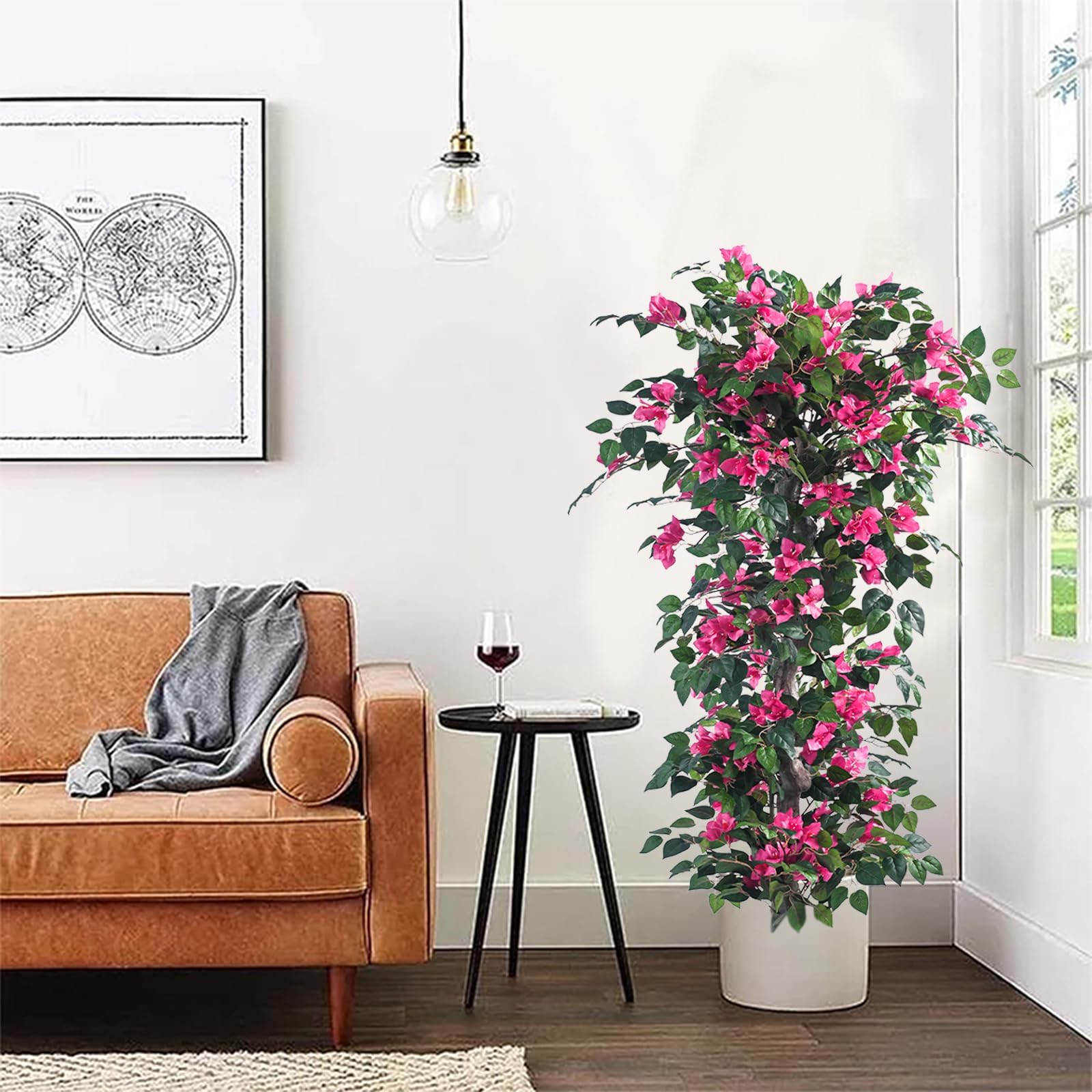 Kzztkz artificial bougainvillea tree 5ft pink balcony setup adds color year-round.