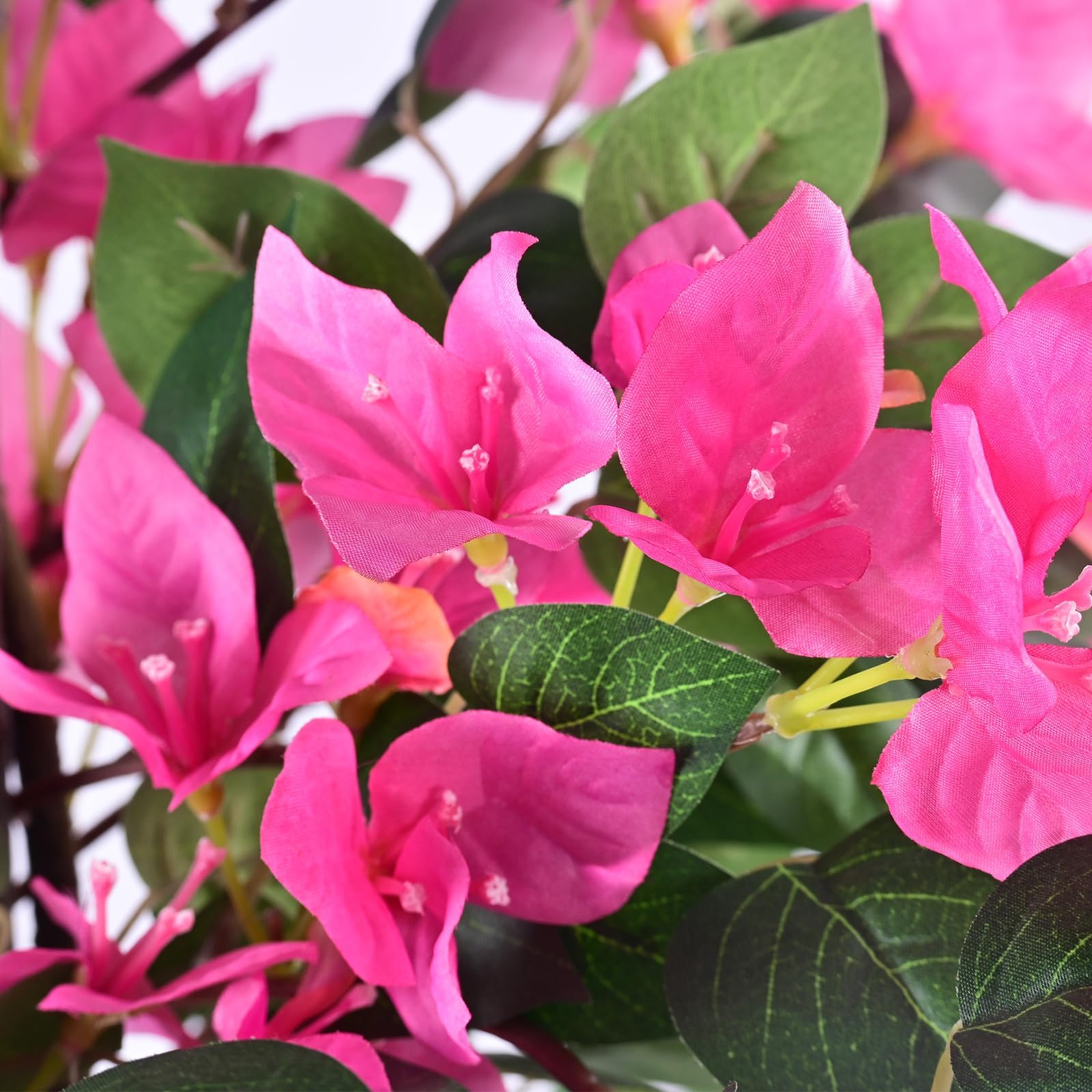 Kzztkz artificial bougainvillea tree 5ft pink flower detail shows lifelike petals.