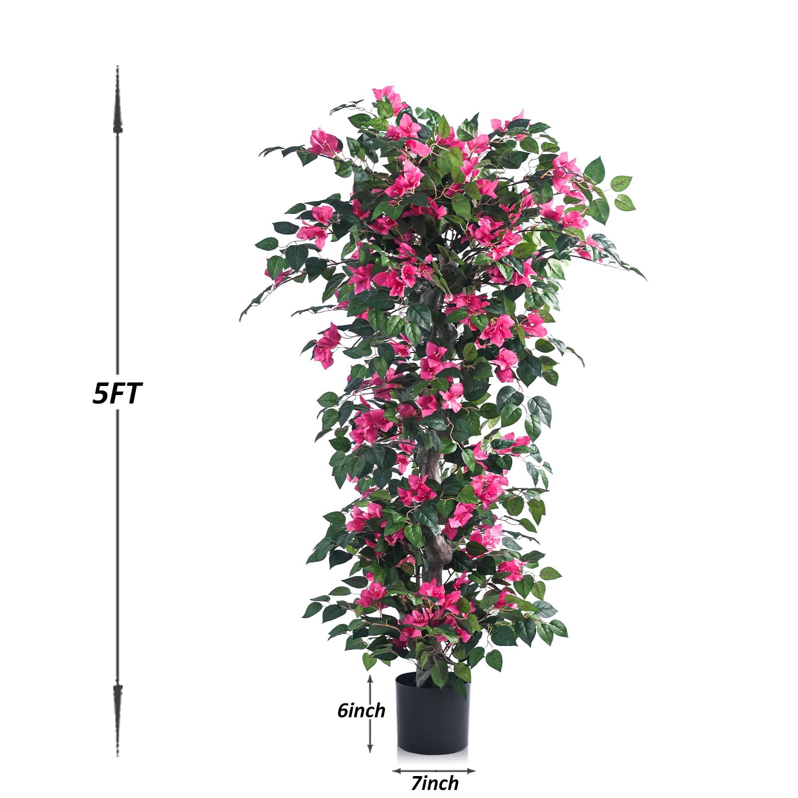 Kzztkz artificial bougainvillea tree 5ft pink leaves closeup highlights vibrant foliage.