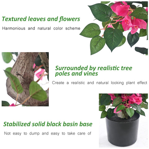 Kzztkz artificial bougainvillea tree 5ft pink outdoor sunny shot demonstrates durability.