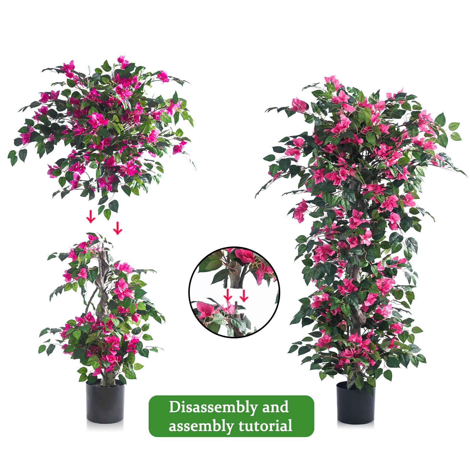 Kzztkz artificial bougainvillea tree pink weatherproof design withstands the elements.