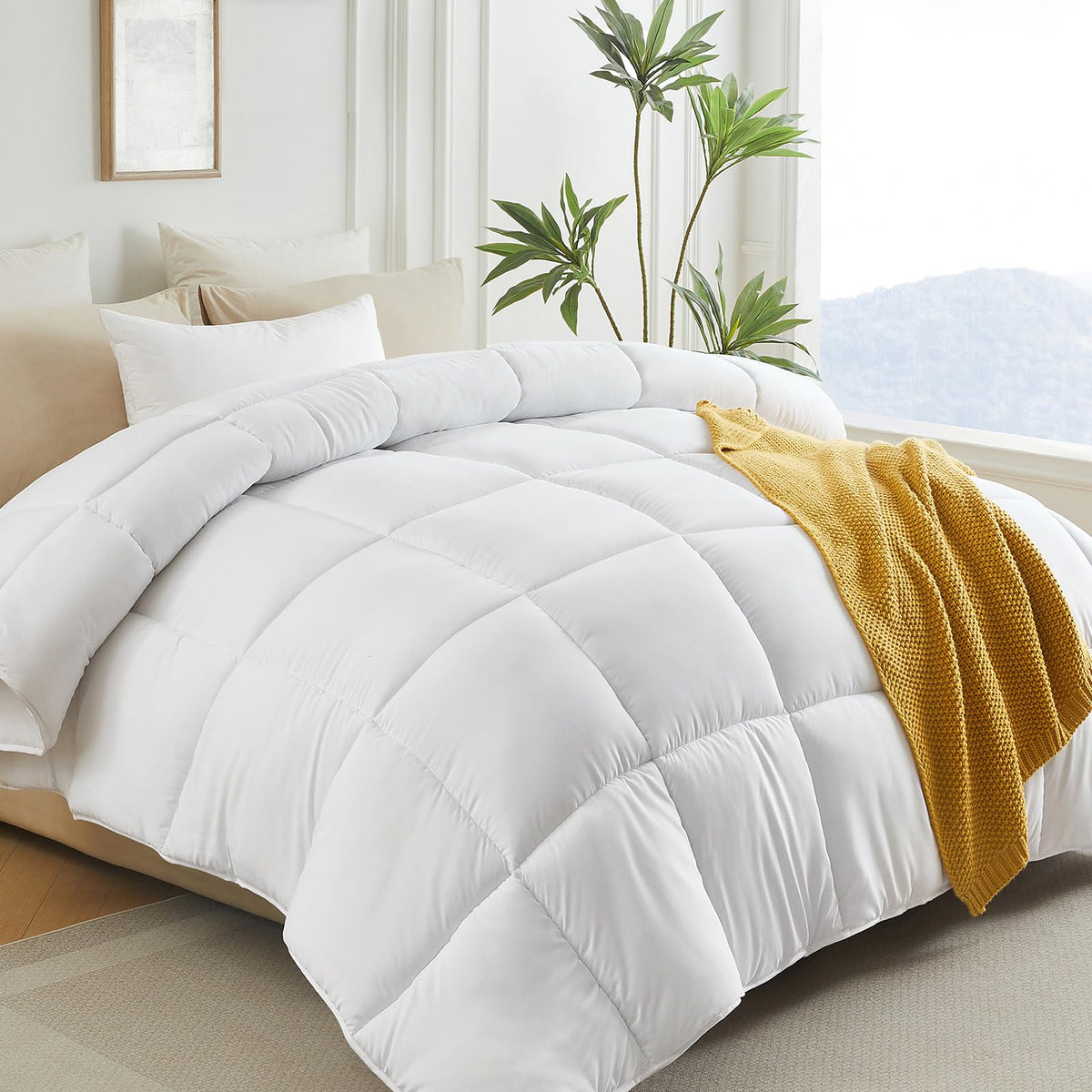 L LOVSOUL down alternative queen comforter front view showing all-season loft