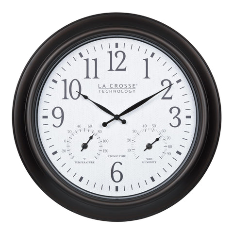La Crosse 404-89027-INT clock with soft linen texture frame for elegant indoor placement
