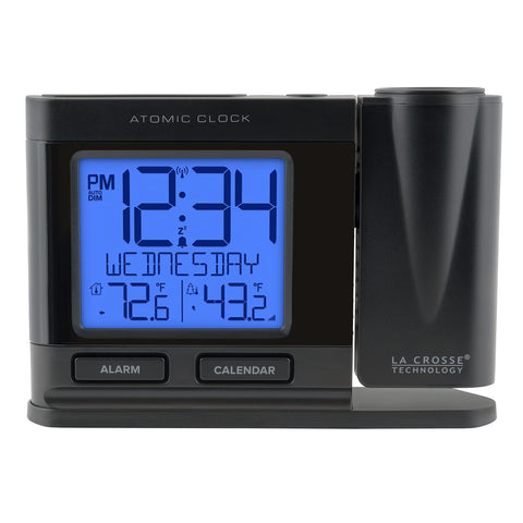 La Crosse 616-41667-INT projection angle displaying time on ceiling for easy viewing.
