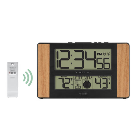 Clock mounted on wall or placed on fold-out leg stand