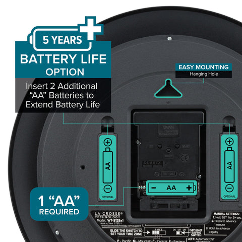 La Crosse WT-3129B time zone button for easy four-zone setup