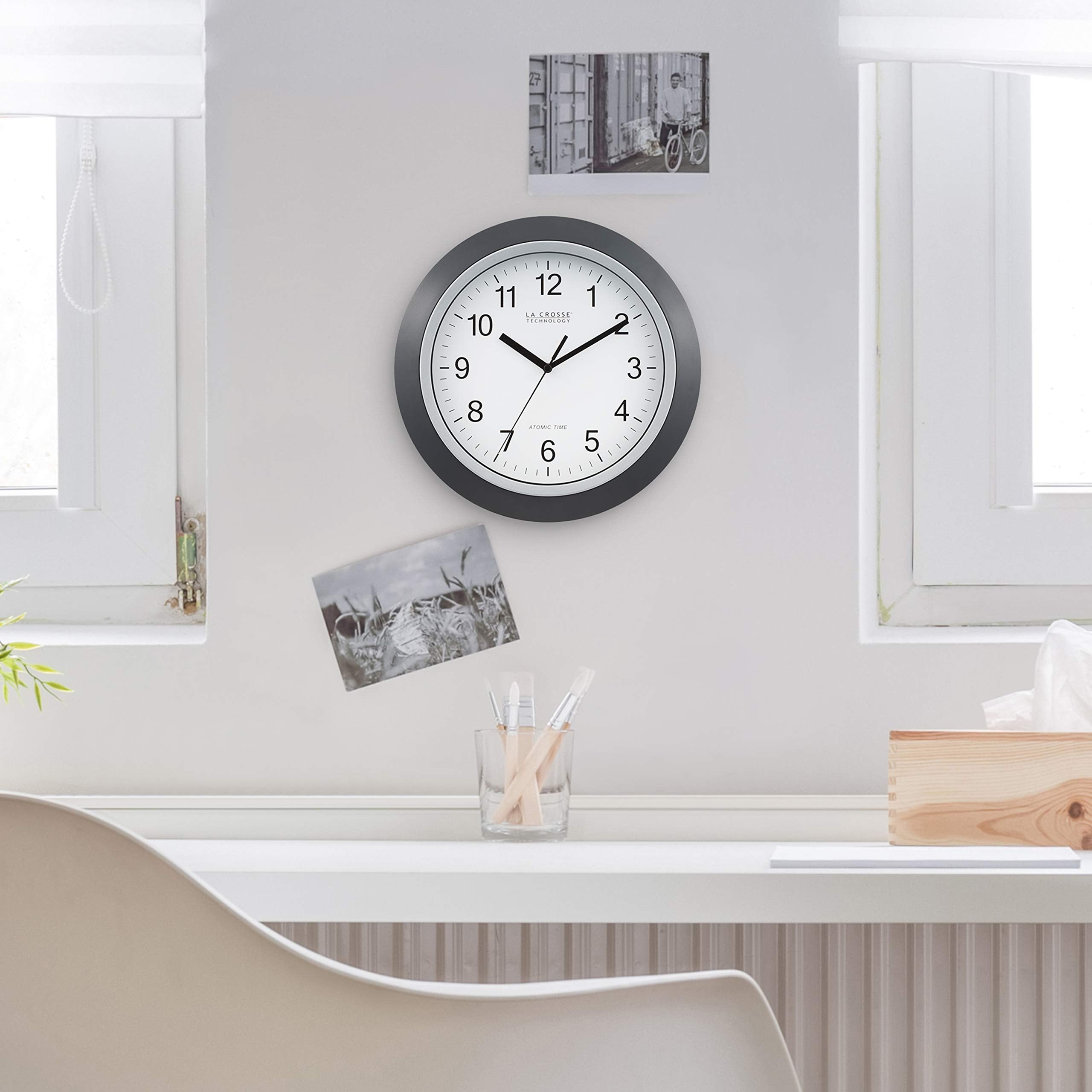 La Crosse WT-3129B clock mounted in a living room for reliable reference