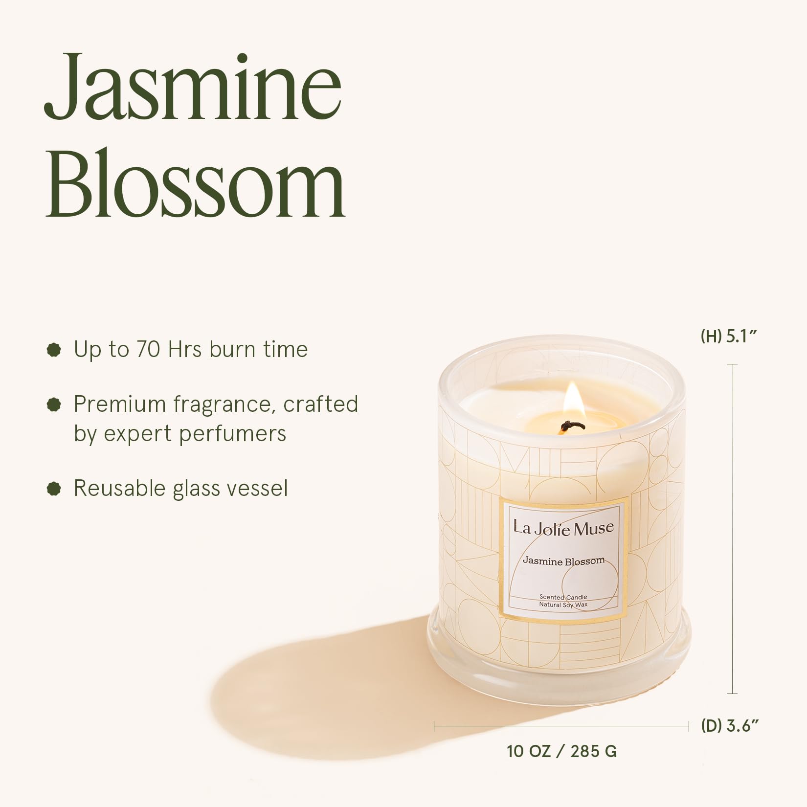 LA JOLIE MUSE 70-hour burn time maximizes in-room fragrance sessions
